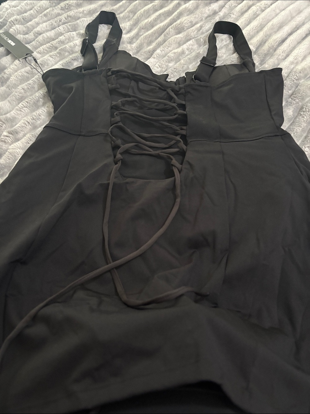 Black Bustier Swimdress — Structured Cups and A-Line Skirt - Picture 2 of 4